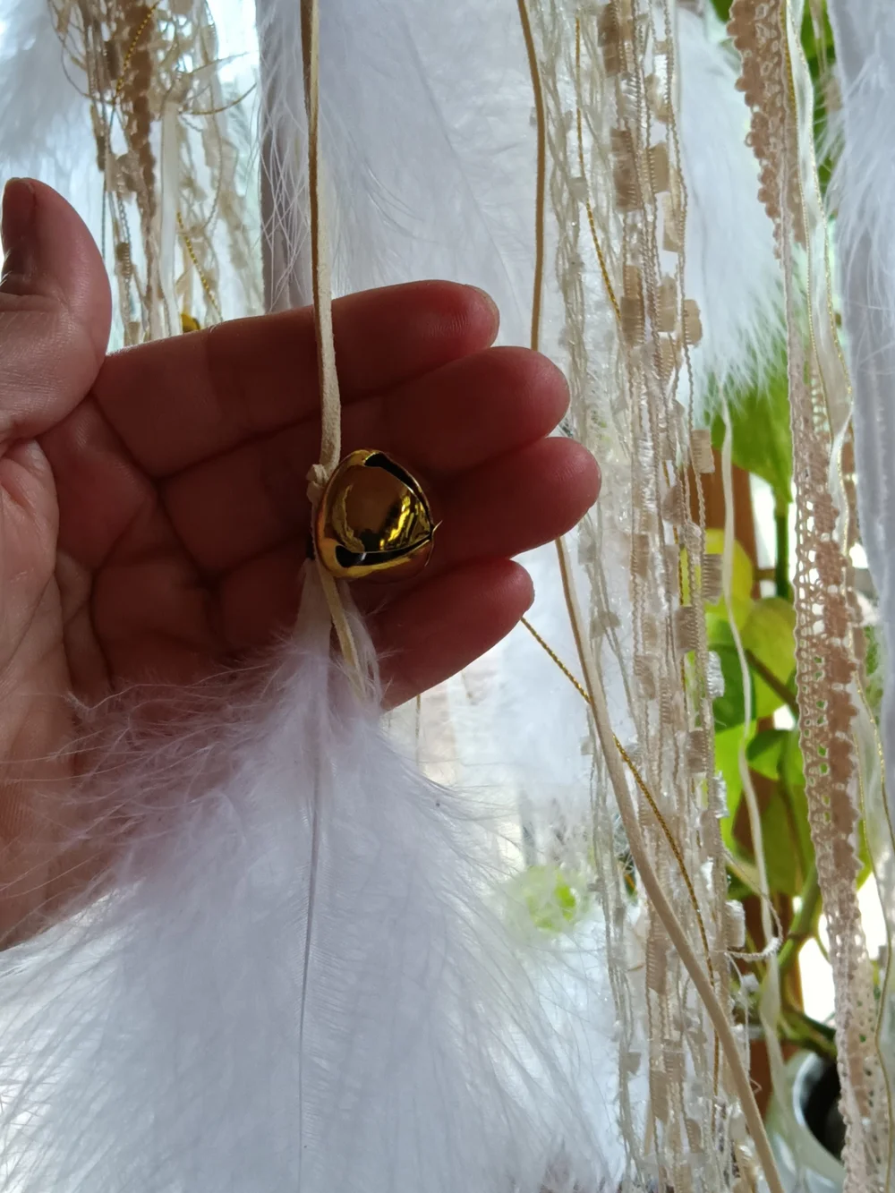 Amazon Gold and White Hanging LED Dreamcatcher Lantern